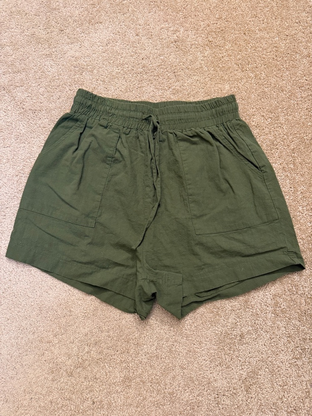 Amazon Beyove 100% cotton Olive Green Button-Up Shirt & Drawstring Shorts Set - Picture 9 of 12